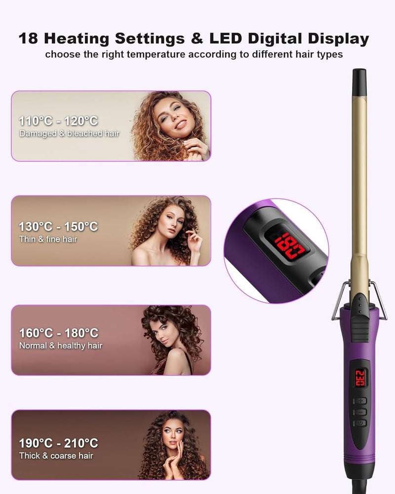 MELYDO 1/2 Inch Small Curling Iron Wand for Short & Long Hair, Half Inch Curling Wand Ceramic Small Barrel Curling Iron Tiny Curling Wand with Adjustable Temperature, Include Heat Resistant Glove - Image 3